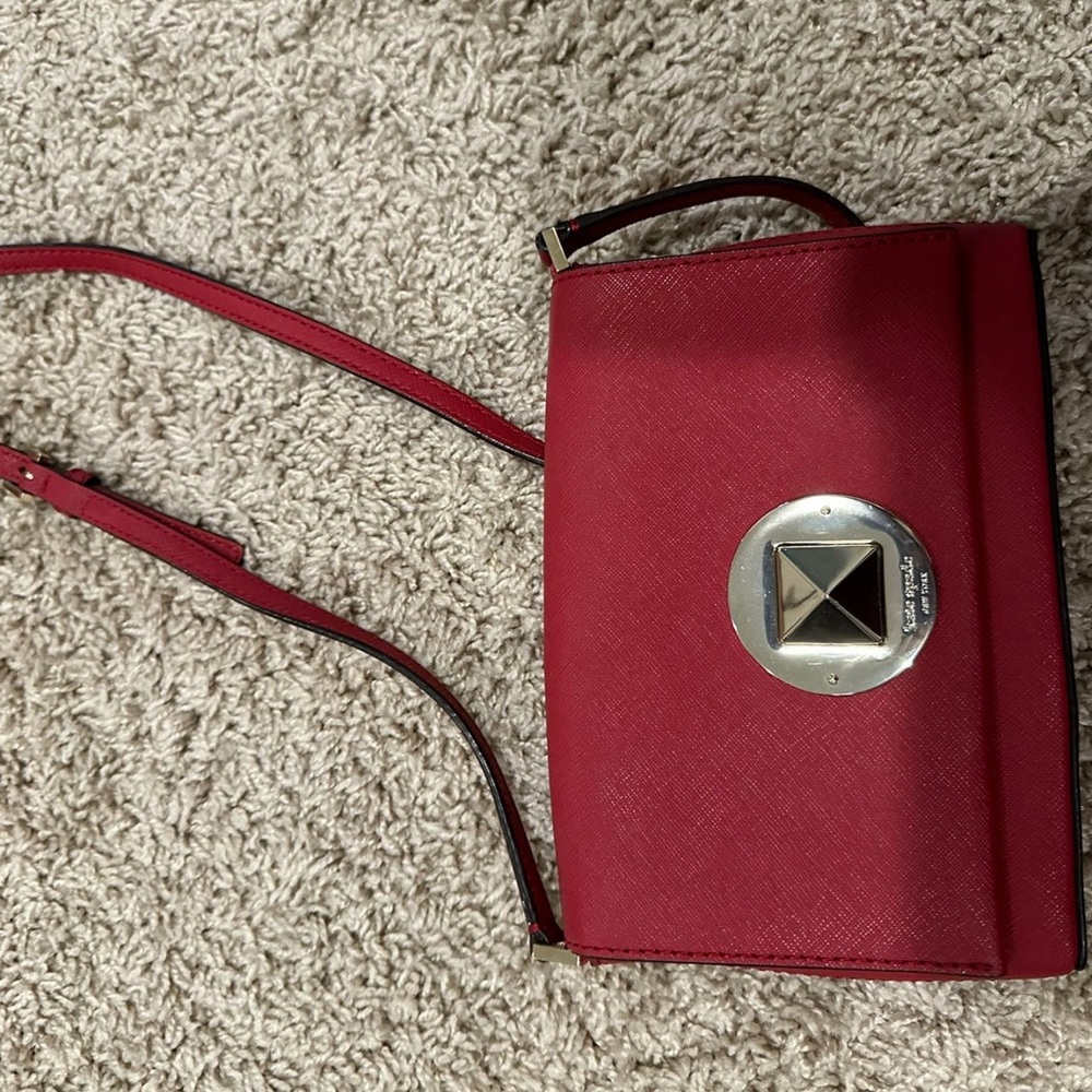 Kate Spade Vibrant Red Crossbody Bag with Silver Accent